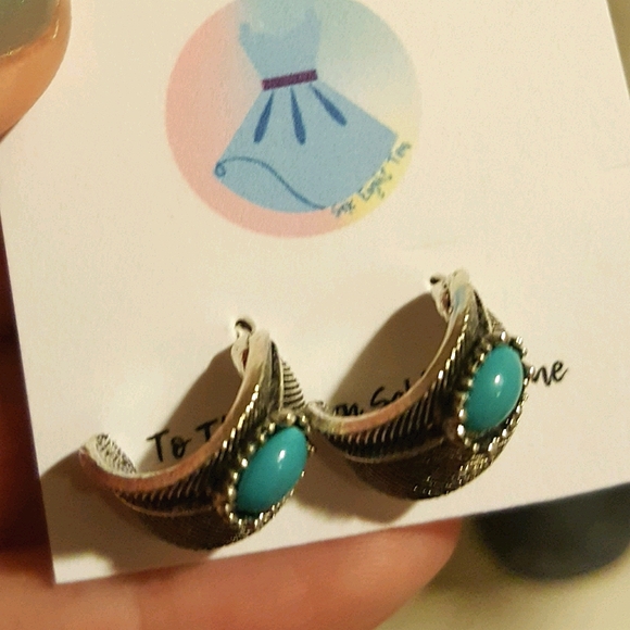 Six.Eight.Ten Jewelry - 💥$5 SALE💥Feather Hoop Turquoise Earrings